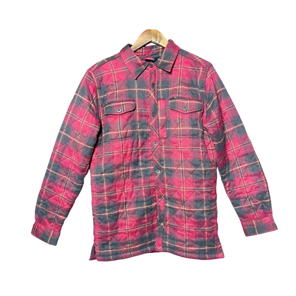 Swiss Tech Men Medium Quilted Flannel Red Button Down‎ Shirt Jacket Outerwear